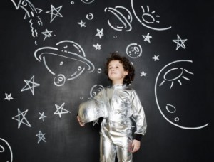 Boy dressed as an astronaut